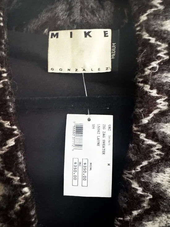 Mike Gonzalez Zig Zag Sweater Grey Black White M - Picture 5 of 7